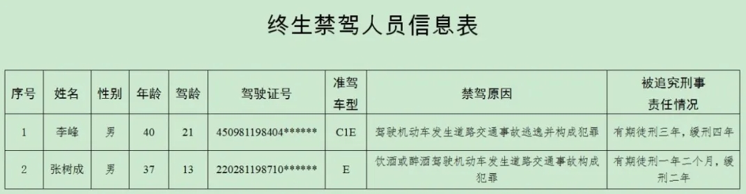 禁駕人員信息表